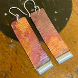 Copper and sterling panel earrings
