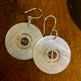 Antique engraved Mother-of-pearl and watch spring earrings