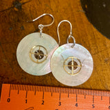 Antique engraved Mother-of-pearl and watch spring earrings