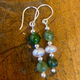 Pounamu and vintage pearl earrings