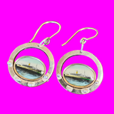 Converted antique ship cuff link earrings