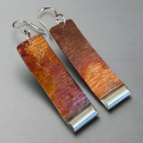 Copper and sterling panel earrings