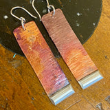 Copper and sterling panel earrings