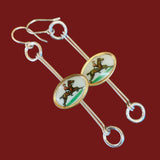 Antique converted cuff link earrings