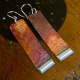 Copper and sterling panel earrings