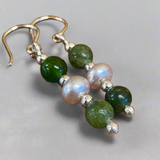 Pounamu and vintage pearl earrings