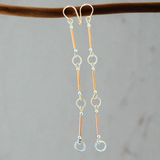 Super long copper and silver earrings