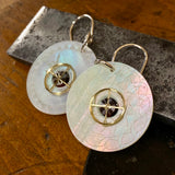 Antique engraved Mother-of-pearl and watch spring earrings