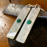 Antique engraved Mother-of-pearl and emerald earrings