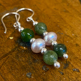 Pounamu and vintage pearl earrings
