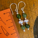 Pounamu and vintage pearl earrings