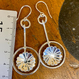 Fine and sterling silver daisy earrings