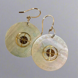 Antique engraved Mother-of-pearl and watch spring earrings