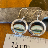 Converted antique ship cuff link earrings