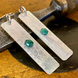 Antique engraved Mother-of-pearl and emerald earrings