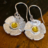 Fine silver daisy earrings
