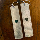 Antique engraved Mother-of-pearl and emerald earrings