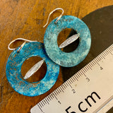 Copper and fine silver planet earrings
