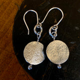 Textured fine silver disc earrings