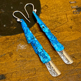 Huia range- blue copper and fine silver earrings