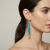 Huia range- blue copper and fine silver earrings