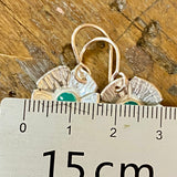 Fine silver and green enamel flower earrings