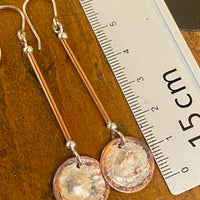 Copper and silver drop earrings