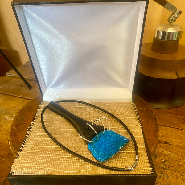 Ebony, silver and copper pendant necklace
