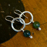 Vintage pounamu on sterling silver hoop earrings