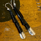 Huia range- black copper and fine silver earrings