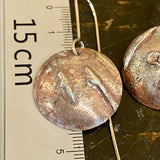 Copper disc with sterling silver earrings