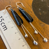Black copper and fine silver earrings