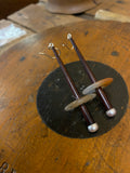 Chopstick, pearl and agate earrings