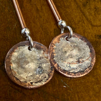 Copper and silver drop earrings