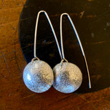 Sand textured fine silver disc earrings