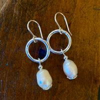 Vintage baroque pearl and silver earrings
