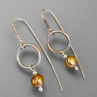 Gold pearl and silver earrings