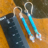 Vintage pearl copper and silver flower bud earrings
