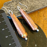 Copper and vintage gold pearl earrings