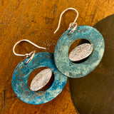 Copper and fine silver planet earrings