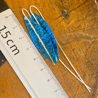 Blue oxidised copper earrings