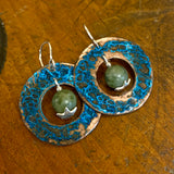 Copper and pounamu earrings