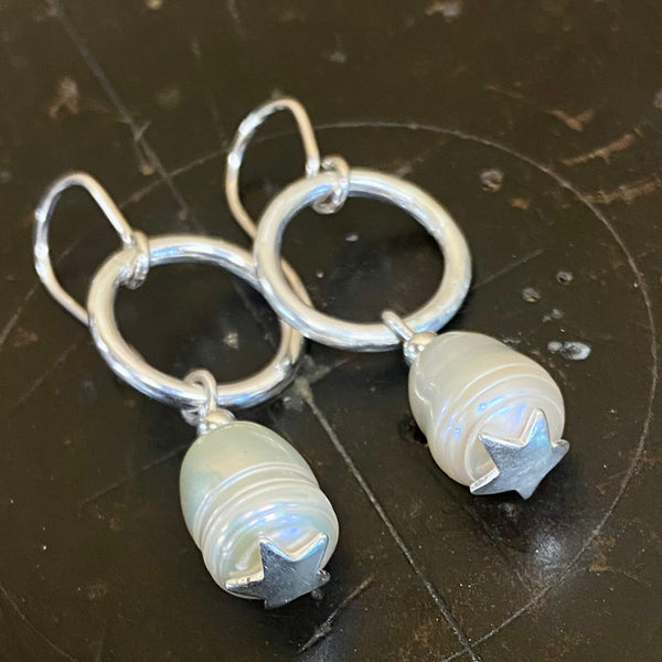 Vintage pearl and silver earrings