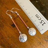 Fine silver and copper drop (long) earrings