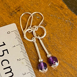 Amethyst and fine silver earrings