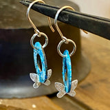 Blue range - copper and silver butterfly earrings
