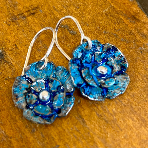 Recycled oxidised copper earrings