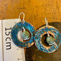 Copper and pounamu earrings