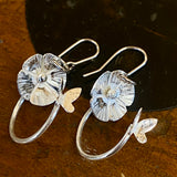 3D flower and butterfly earrings