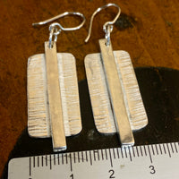 Sterling silver textured drop earrings